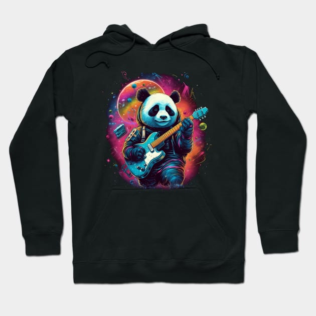 Cosmic Rhythms: The Astronaut Panda Guitarist Hoodie by TeeTopiaNovelty